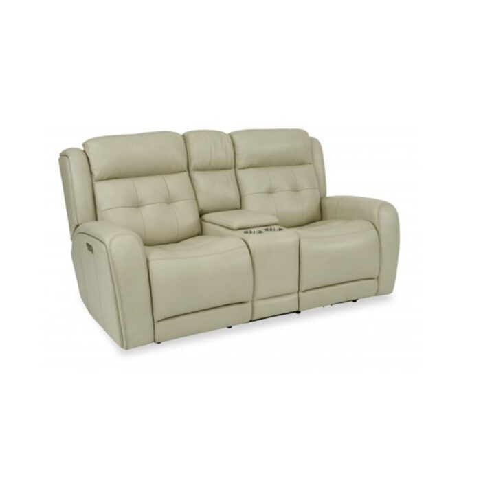 Flexsteel Grant Power Reclining Loveseat With Console And Power Headrests Pebble Beach Home